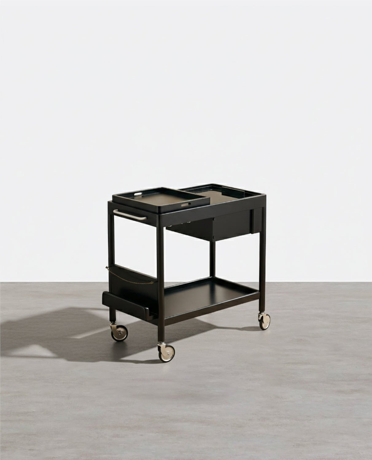 Orion With Magazine Rack Side Table With Trolleys - Miola