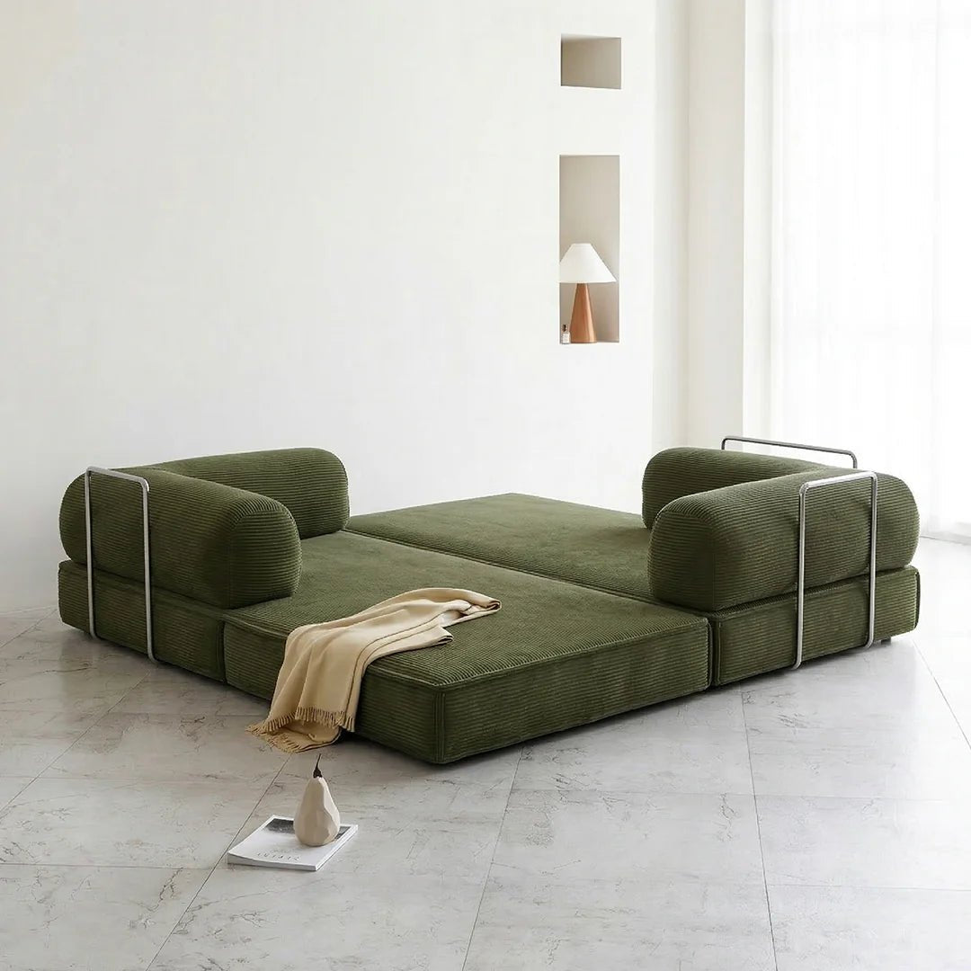 Van Buren Foldable Lazy Sofa Bed, Corduroy - Miola