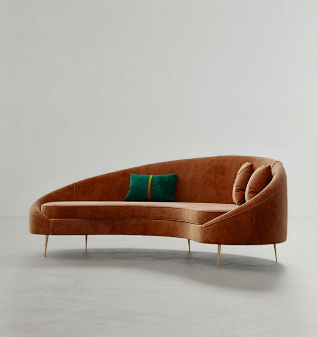 Verano Three Seater Sofa, Red Velvet - Miola