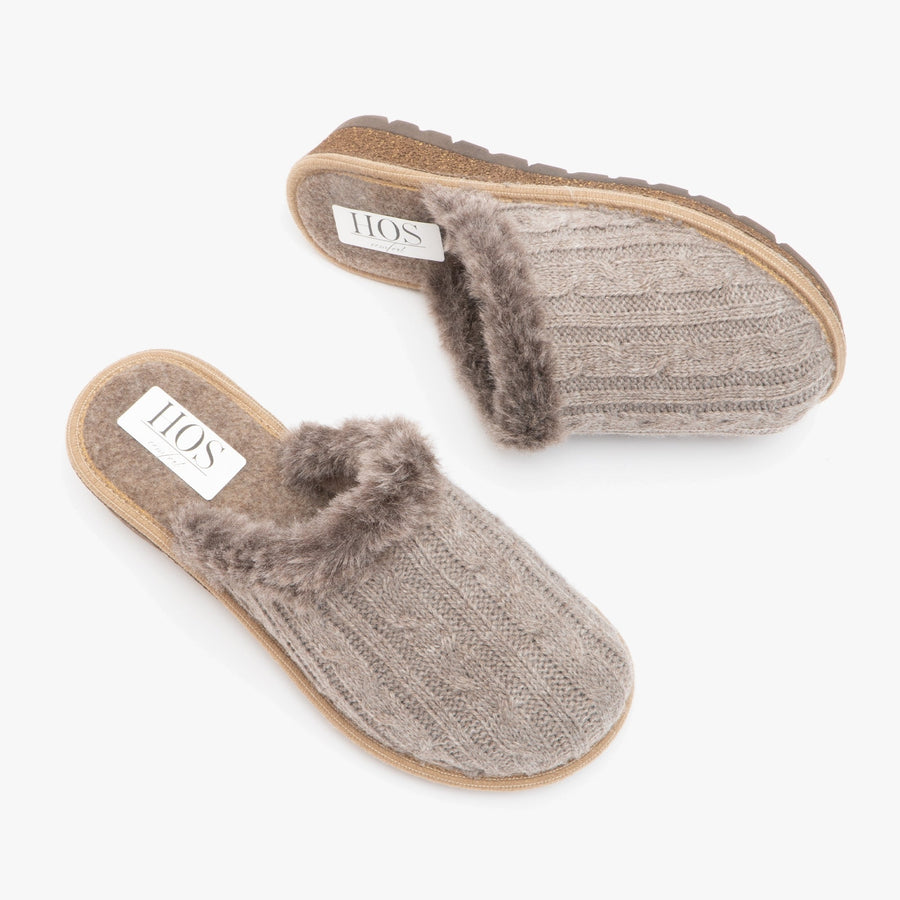 Wool Mule Slippers Beige