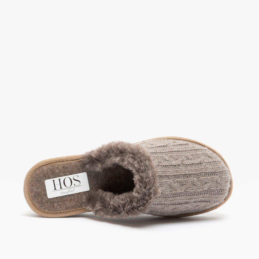 Wool Mule Slippers Beige