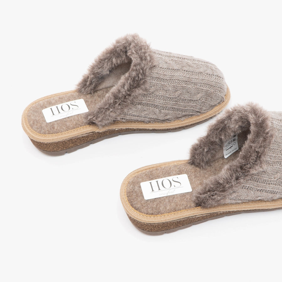 Wool Mule Slippers Beige