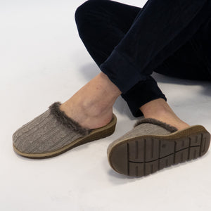 Wool Mule Slippers Beige