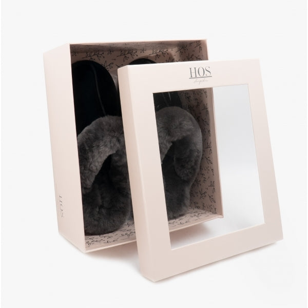 Real Sheepskin Mule Slippers Black
