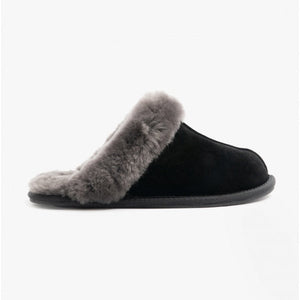 Real Sheepskin Mule Slippers Black