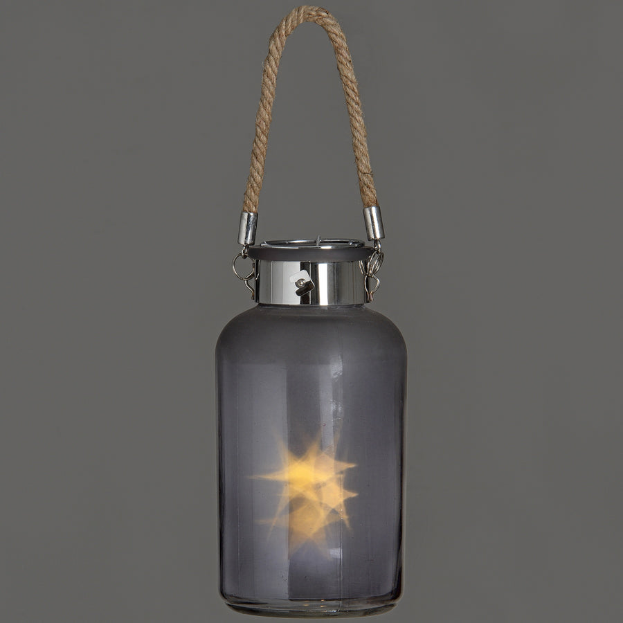 Frosted Grey Glass Lantern