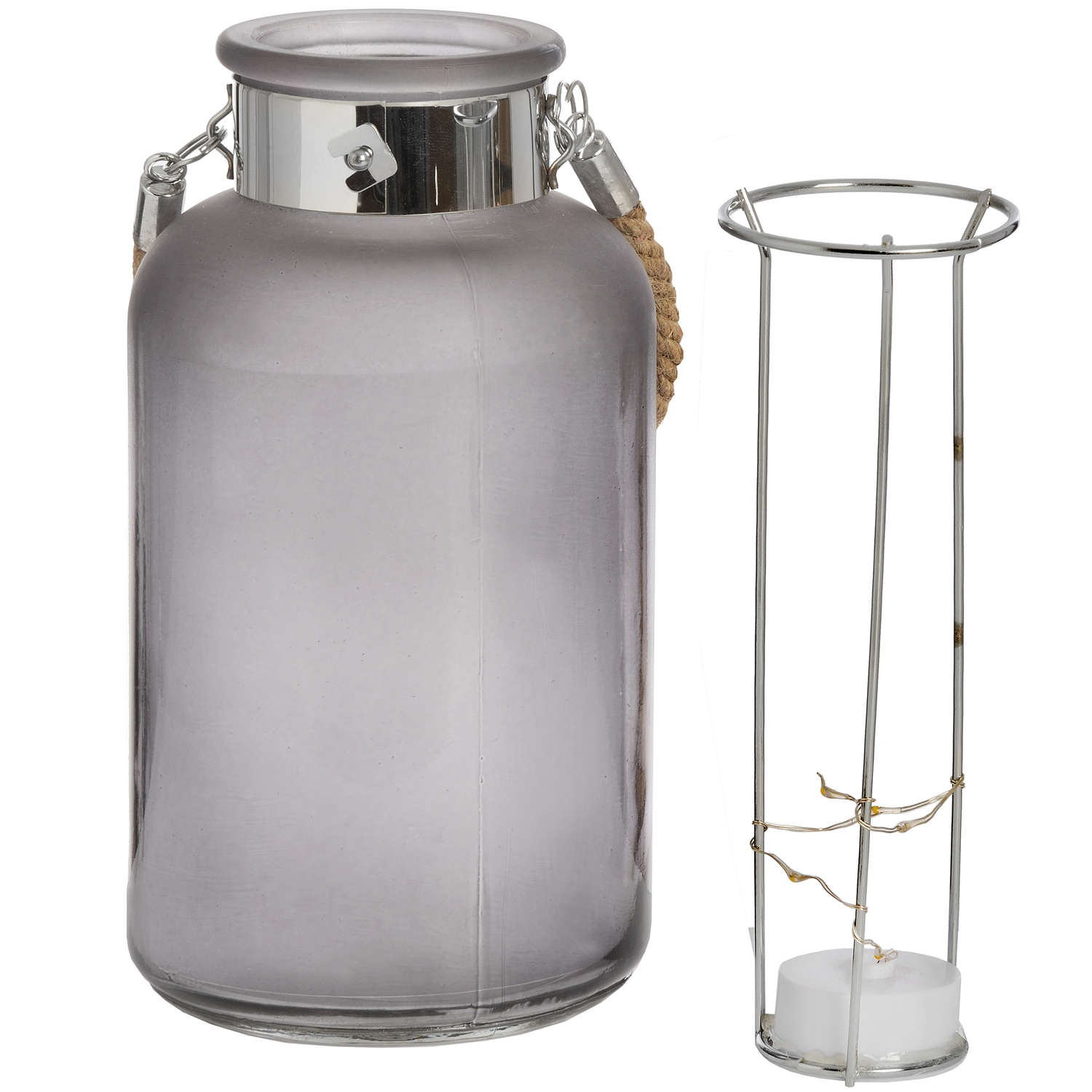 Frosted Grey Glass Lantern