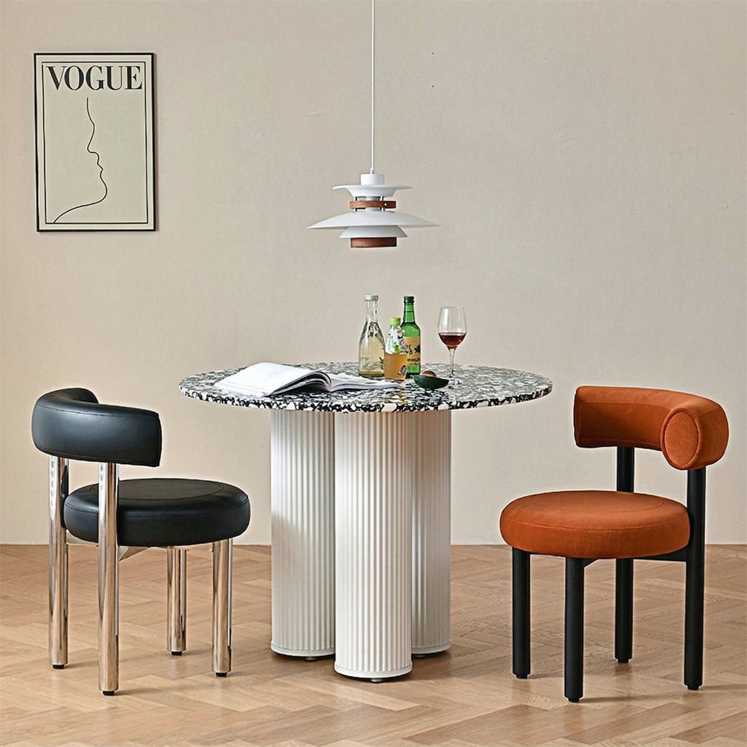 Martinez Small Round Dining Table, Marble - Miola