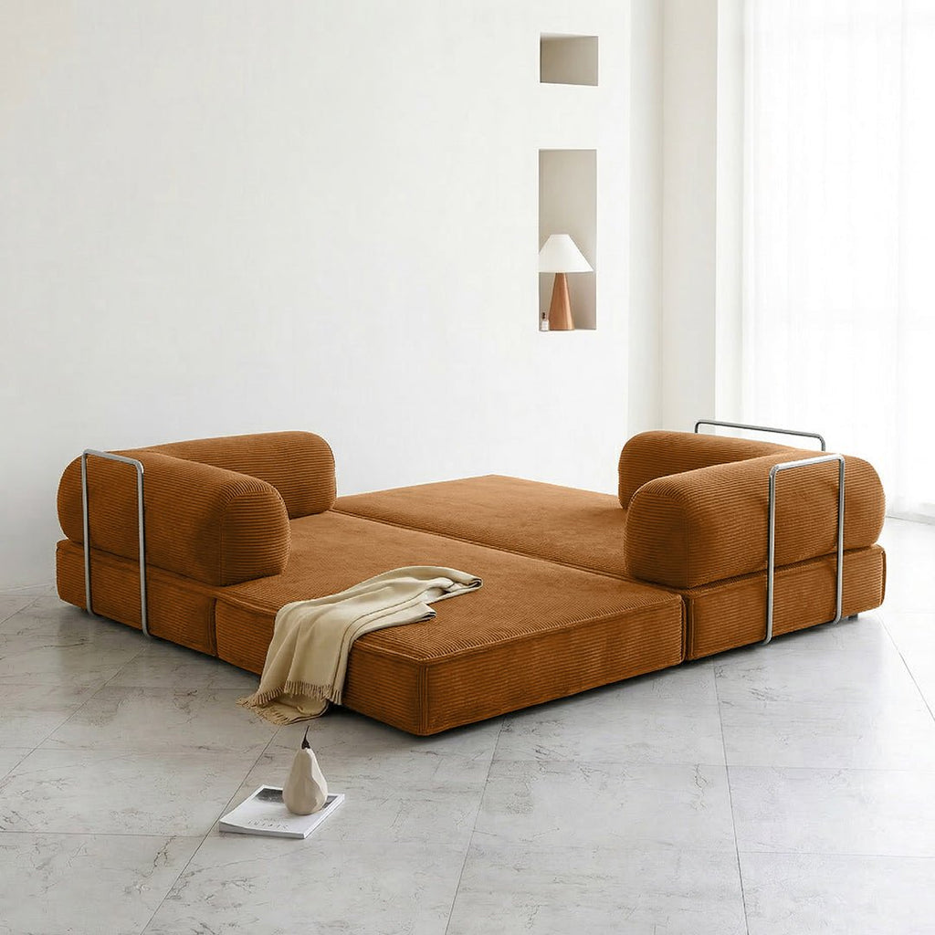 Van Buren Foldable Lazy Sofa Bed, Corduroy - Miola