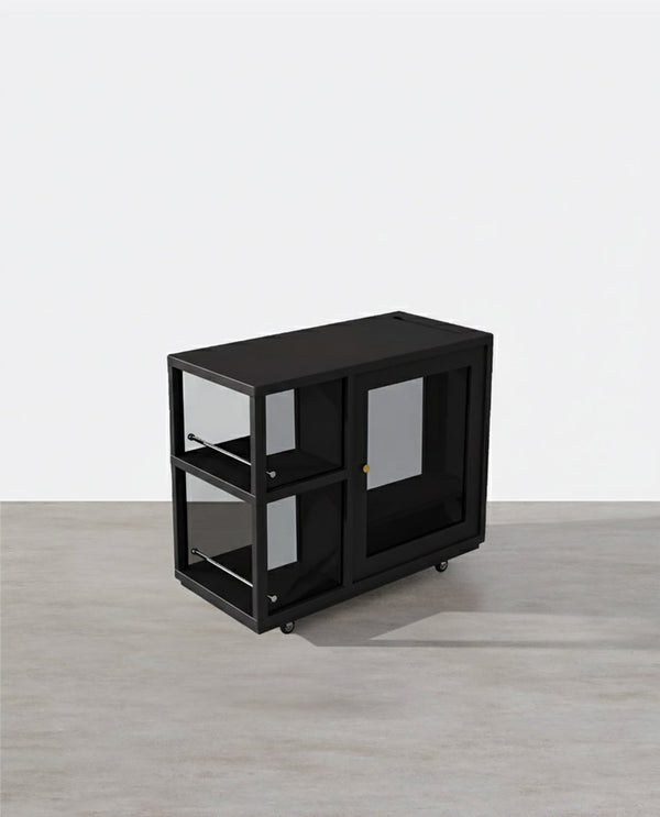Aglaea Side Table With Storage, Black