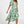 Load image into Gallery viewer, White Floral Print Lace Detail Angel Sleeve Midi Dress In Green
