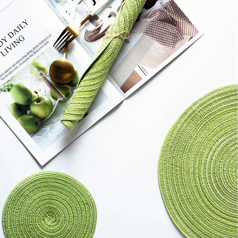 Round Braided Woven Placemats, Set of 4 Pieces - Miola