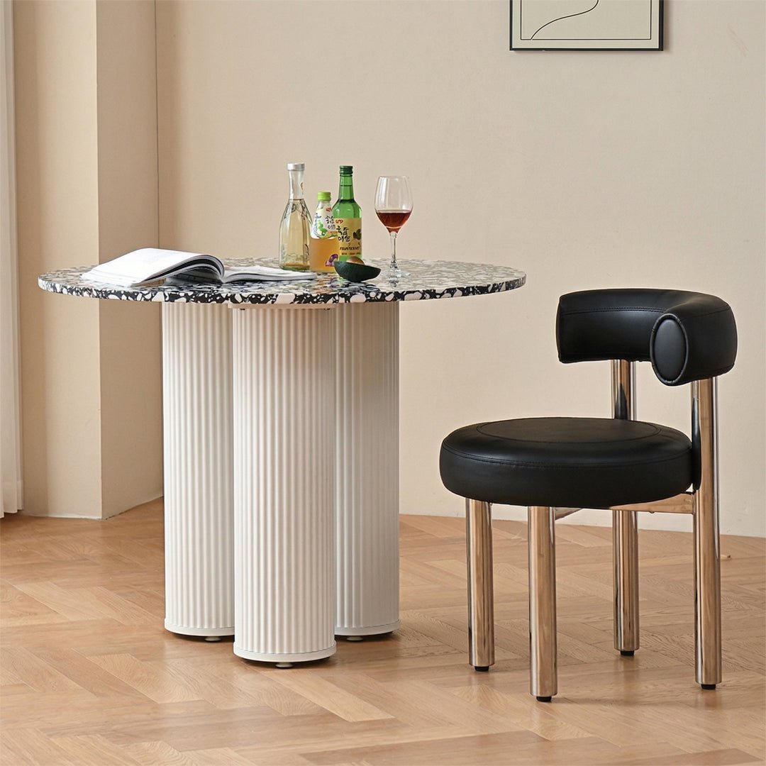 Martinez Small Round Dining Table, Marble - Miola