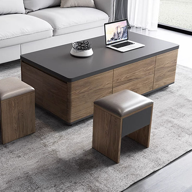 Ruby Lift Top Coffee Table, Multi - Functional Foldable Coffee Table, Walnut & Black - Miola