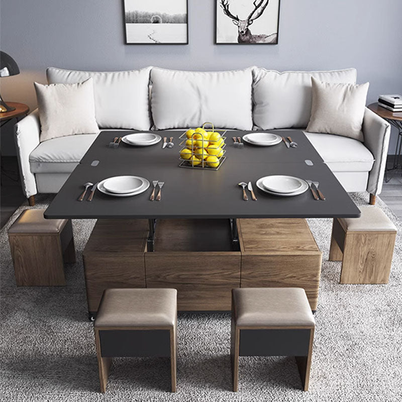 Ruby Lift Top Coffee Table, Multi - Functional Foldable Coffee Table, Walnut & Black - Miola
