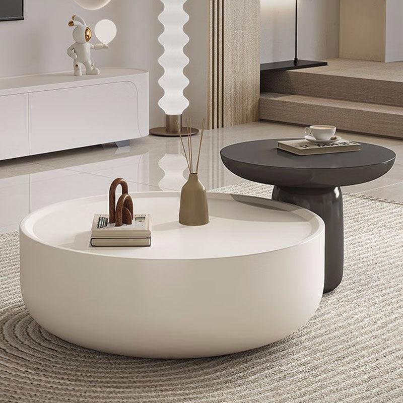 Eudora Modern Nesting Coffee Table Set With TV Stand, Cream And Grey - Miola