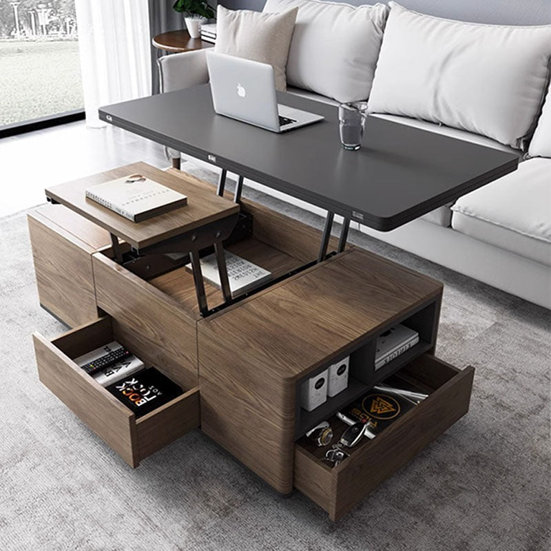 Ruby Lift Top Coffee Table, Multi - Functional Foldable Coffee Table, Walnut & Black - Miola