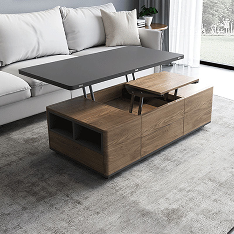 Ruby Lift Top Coffee Table, Multi - Functional Foldable Coffee Table, Walnut & Black - Miola