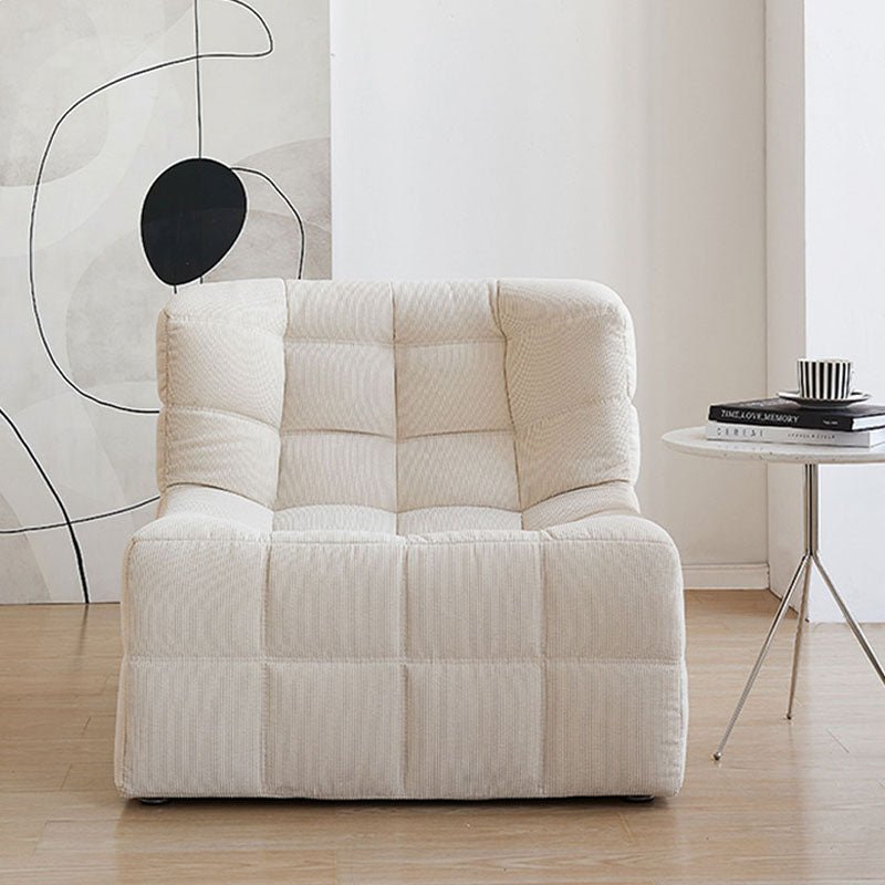 Bernice White Loung Chair And Ottoman, White Corduroy - Miola