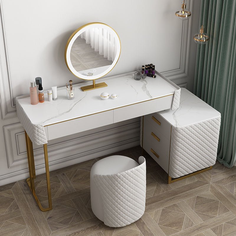 Allurea Dressing Table With LED Mirror, Greyish Cream - Miola