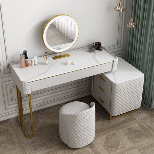 Allurea Dressing Table With LED Mirror, Greyish Cream - Miola