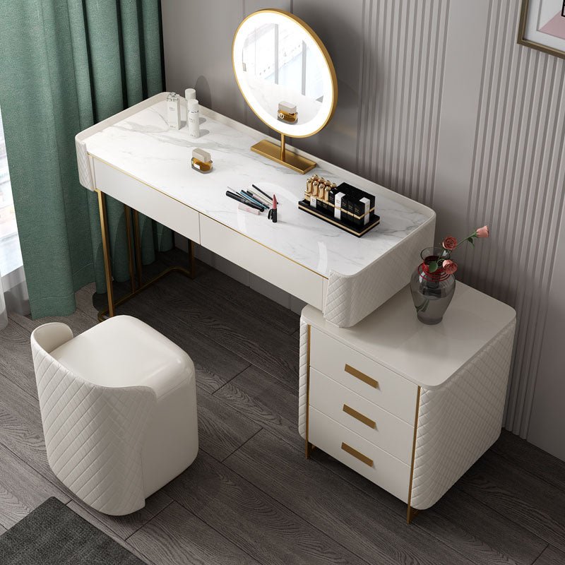 Allurea Dressing Table With LED Mirror, Greyish Cream - Miola