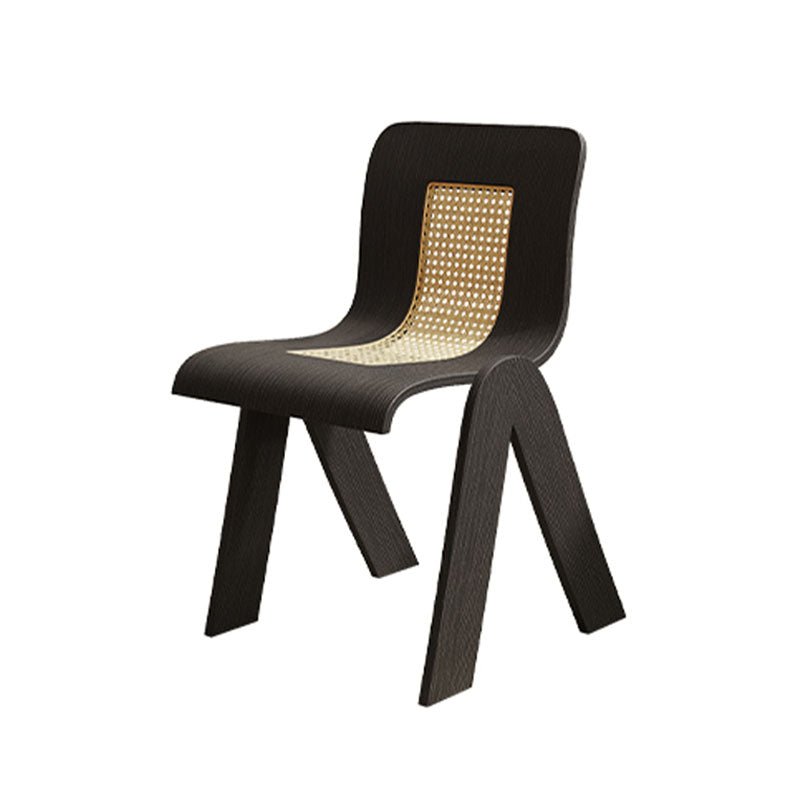 Verna Curve Dining Chair, Black & Rattan - Miola