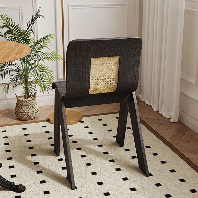 Verna Curve Dining Chair, Black & Rattan - Miola