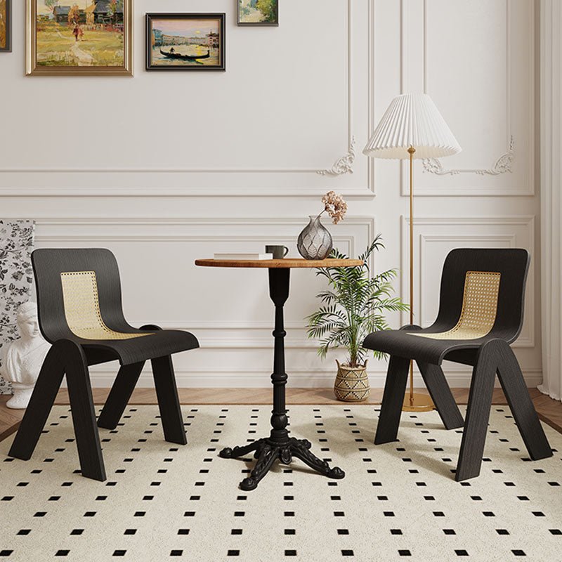 Verna Curve Dining Chair, Black & Rattan - Miola