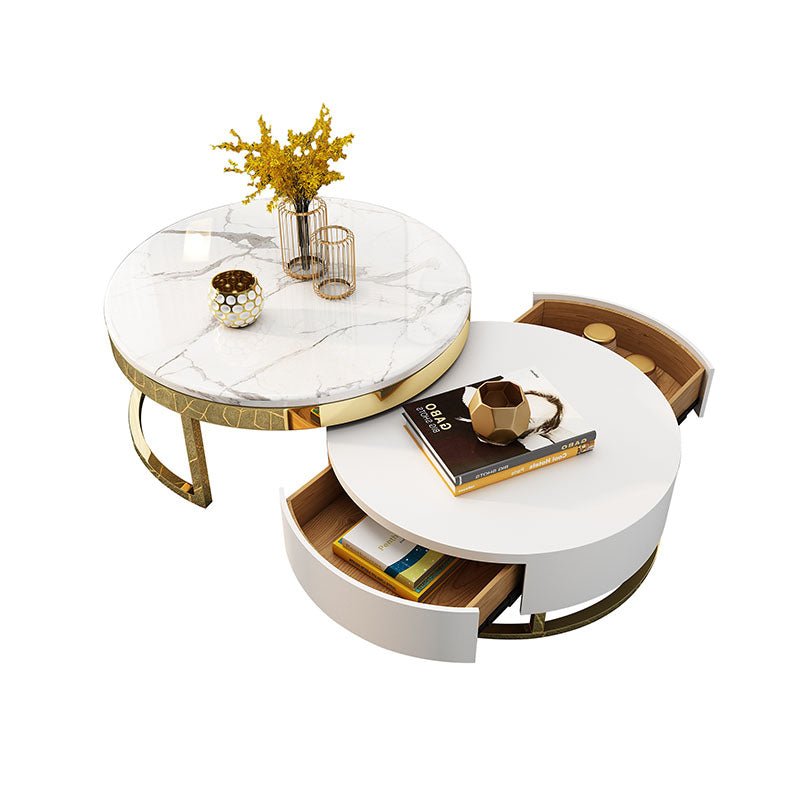 Regalia Coffee Table Set, White & Gold - Miola