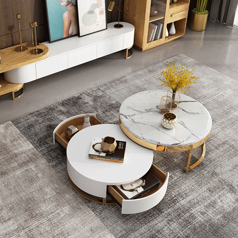 Regalia Coffee Table Set, White & Gold - Miola