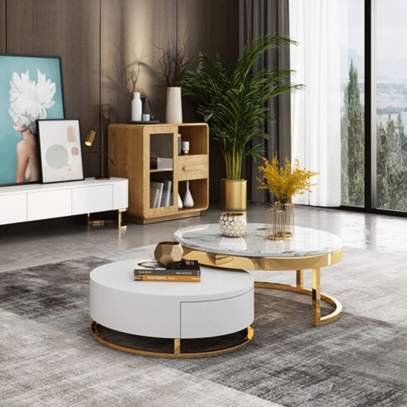 Regalia Coffee Table Set, White & Gold - Miola