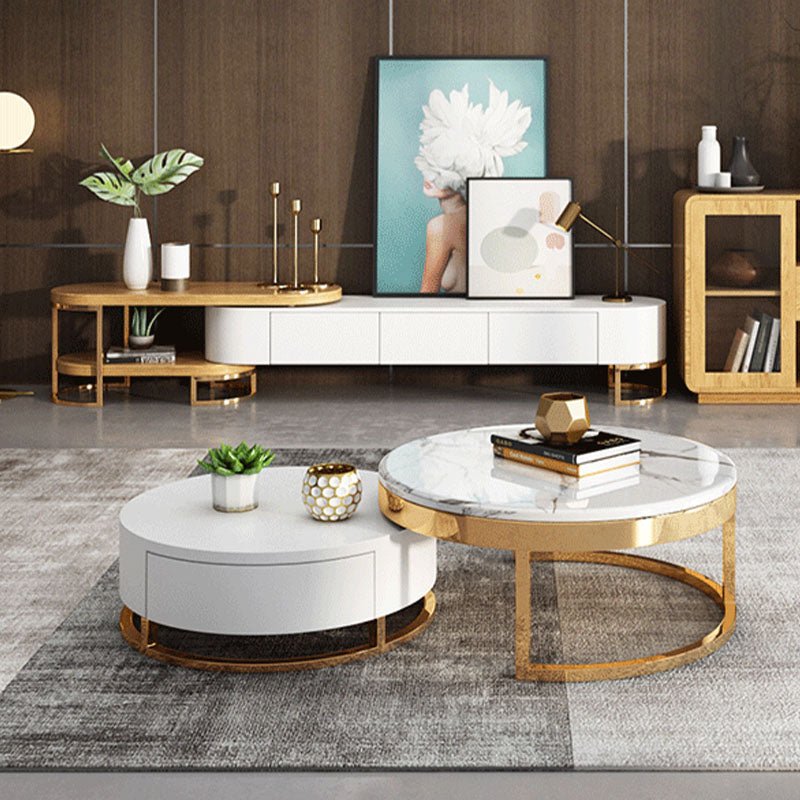 Regalia Coffee Table Set, White & Gold - Miola