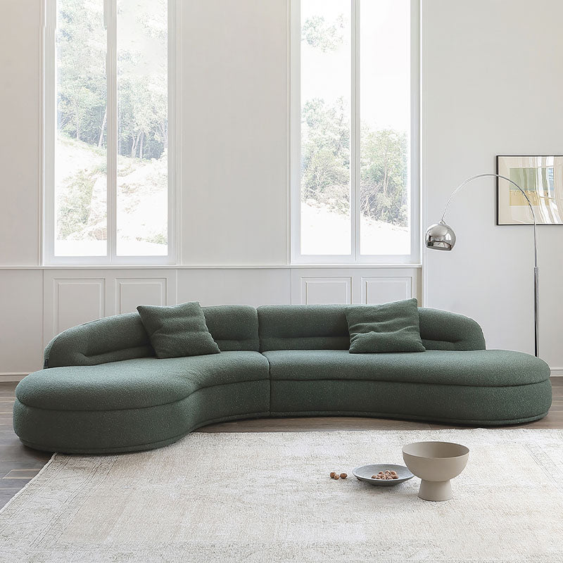 Yannik Four Seater Curved Sofa, Green - Miola