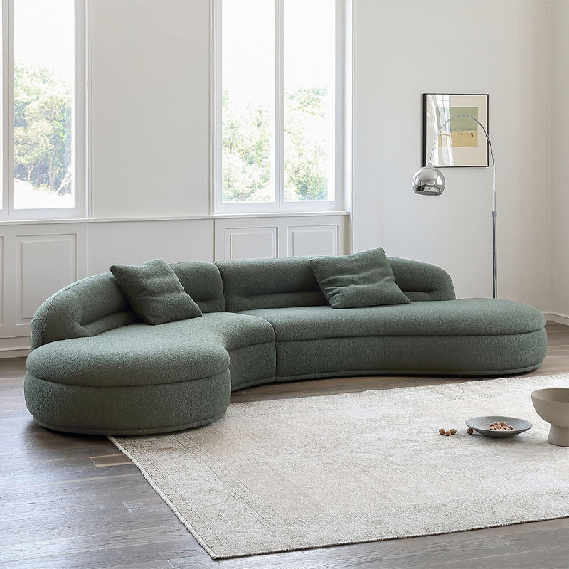 Yannik Four Seater Curved Sofa, Green - Miola