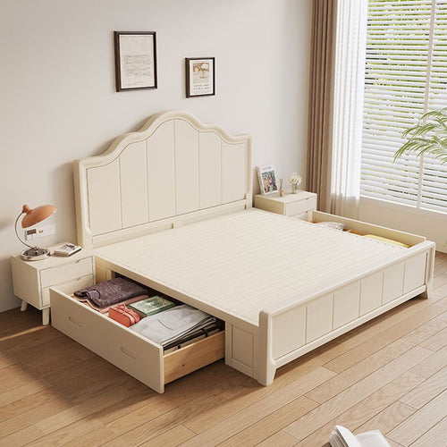 Agnes King Size / Super King Size Bed With Storage, Cream - Miola