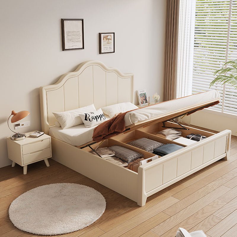 Agnes King Size / Super King Size Bed With Storage, Cream - Miola