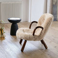 Classic Clam Armchair & Footstool, Boucle - Miola