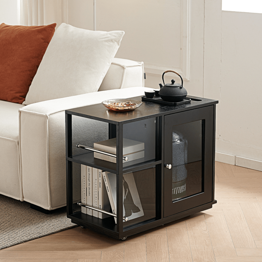 Aglaea Side Table With Storage, Black - Miola
