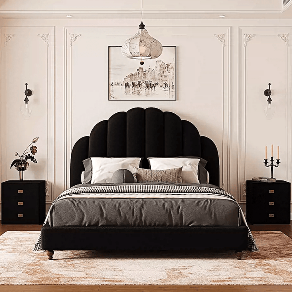 Cassian Small Double Bed, King Size Bed, Flannelette - Miola