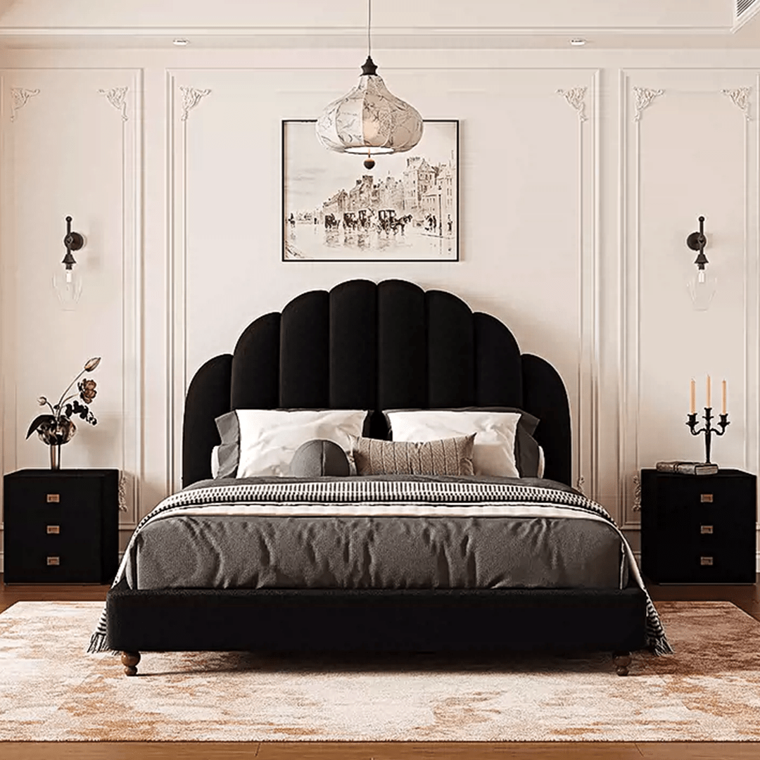 Cassian Small Double Bed, King Size Bed, Flannelette - Miola