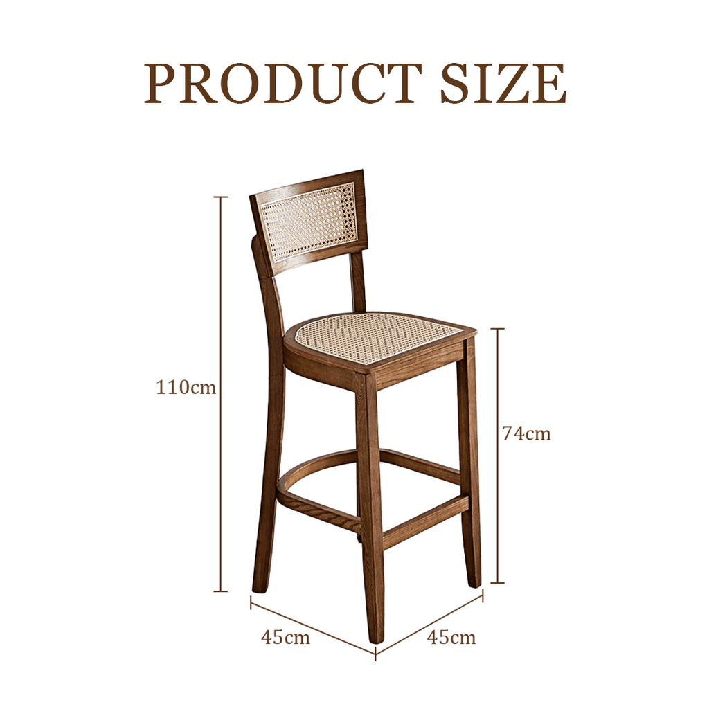 Rico Bar Chair, Rattan & Solid Wood - Miola
