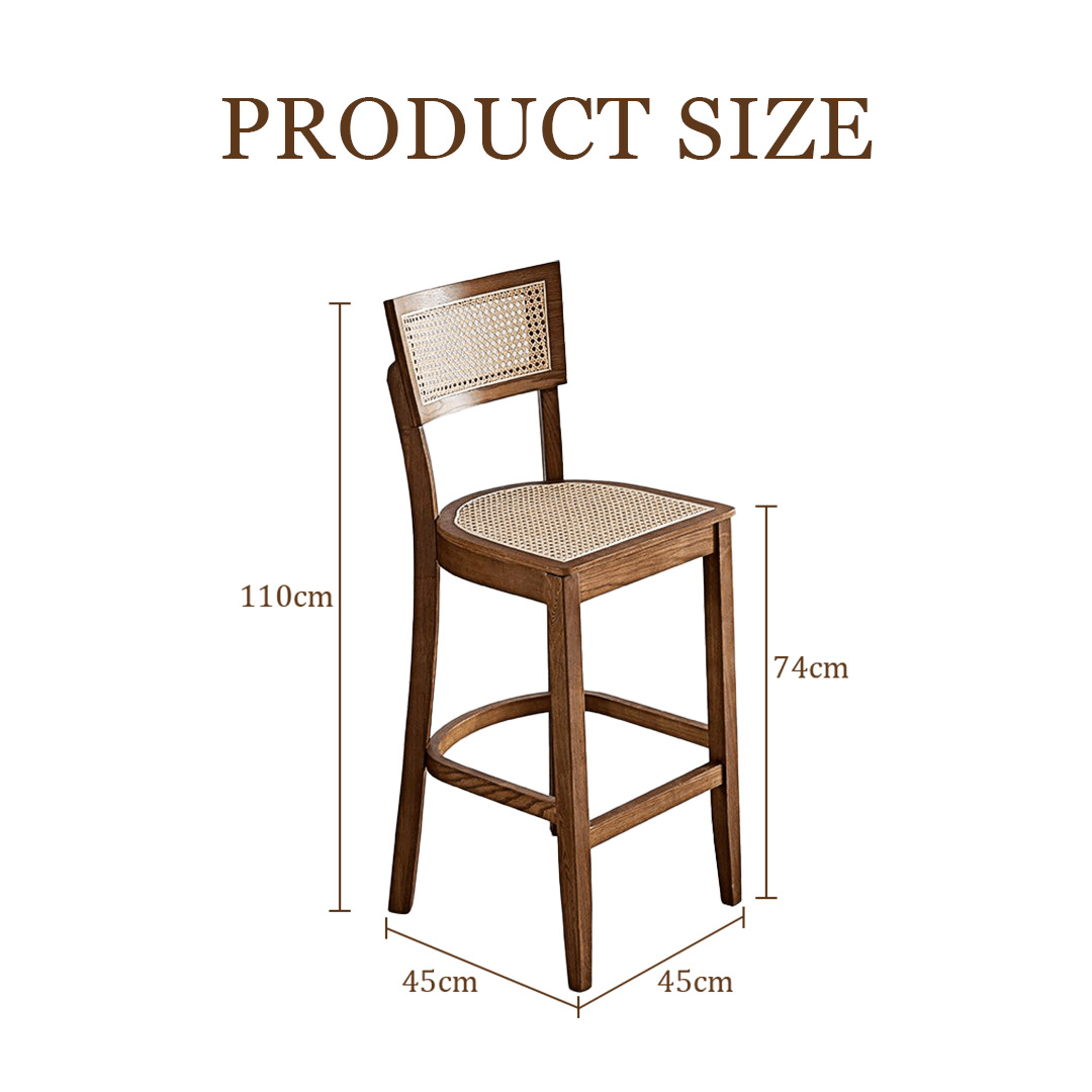 Rico Bar Chair, Rattan & Solid Wood - Miola