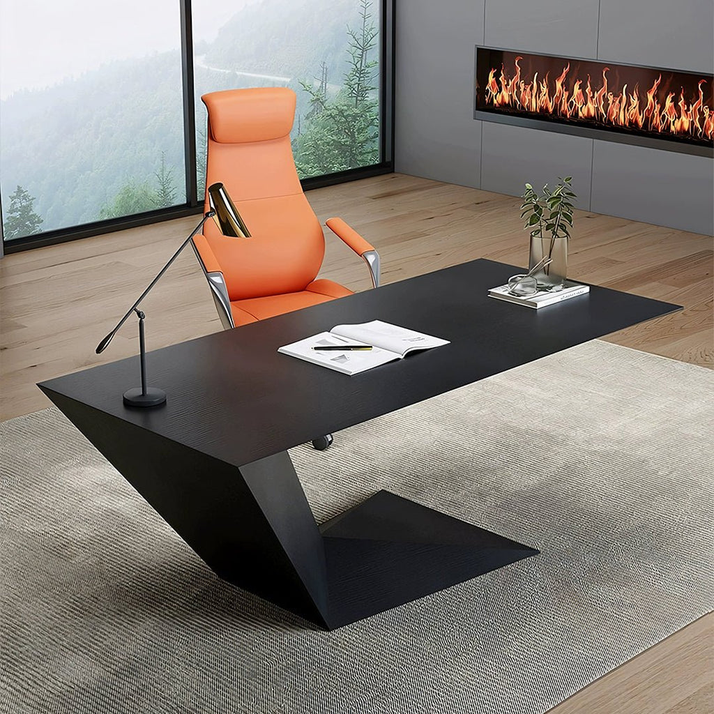 Kofi Modern Office Desk For Home, Black Wood - Miola