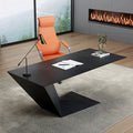 Kofi Modern Office Desk For Home, Black Wood - Miola