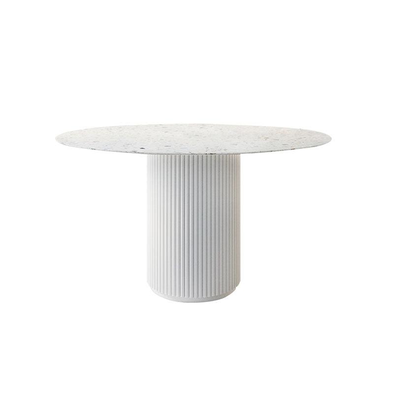 Cracky White Round Dining Table, Premium Terrazzo And Wood Base - Miola