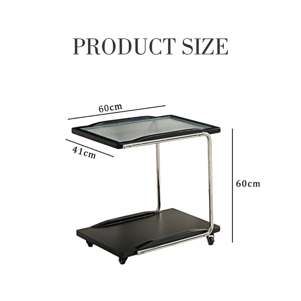 Demetrius Side Table With Trolleys, Black - Miola