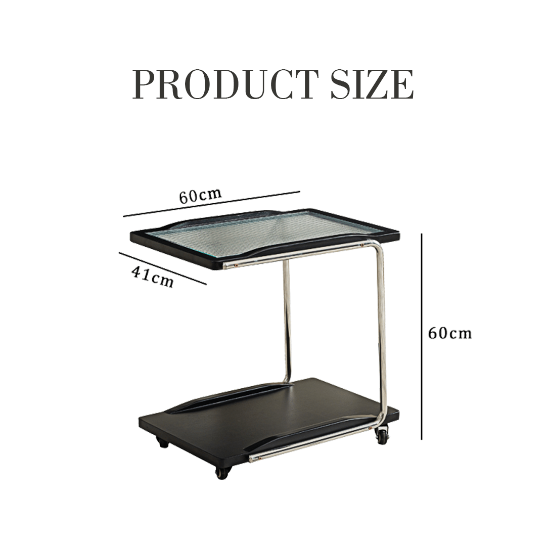 Demetrius Side Table With Trolleys, Black - Miola