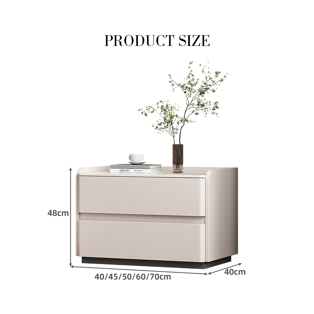 Agustina Modern Bedside Table, Wooden Bedside Table, Cream - Miola