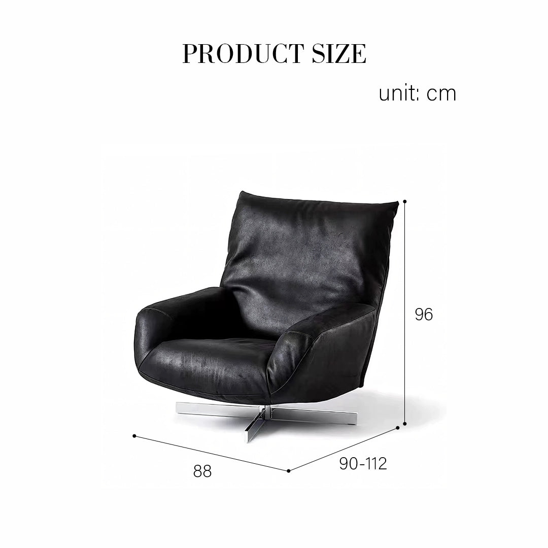 Schmidt Chiara Lounge Chair With Footstool, Swivel, Real Leather - Miola